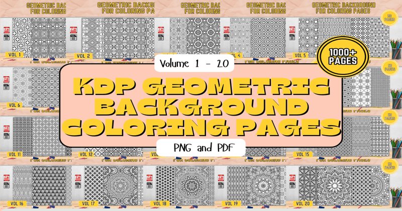 KDP Geometric Background Coloring Pages Bundle (by Lilian Lily Digital Products)