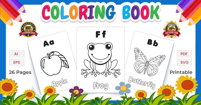 Kids a to Z Coloring Pages Bundle (by tinmograph)