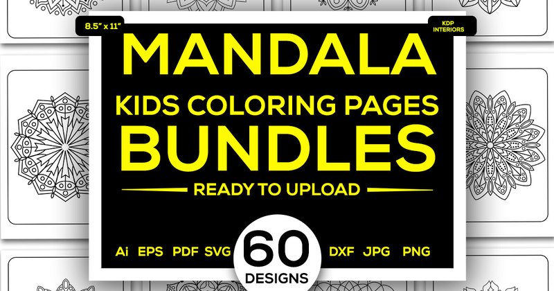 Kids Mandala Coloring Pages SVG Bundle (by TeamlancerBD)