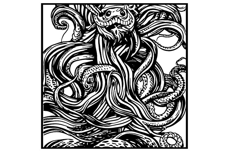 Kraken Monster Line Art Tattoo Vector (by Arief Sapta Adjie II)