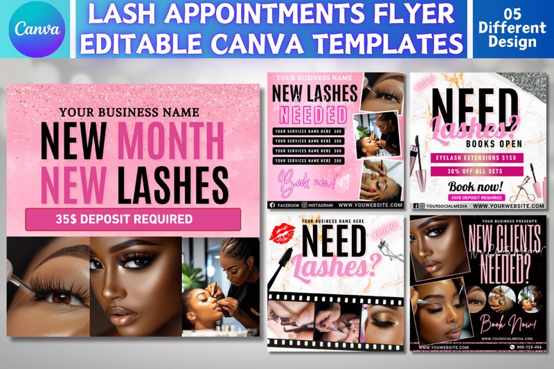 Lash Appointments Flyer Canva Templates (by Nishat Graphic)