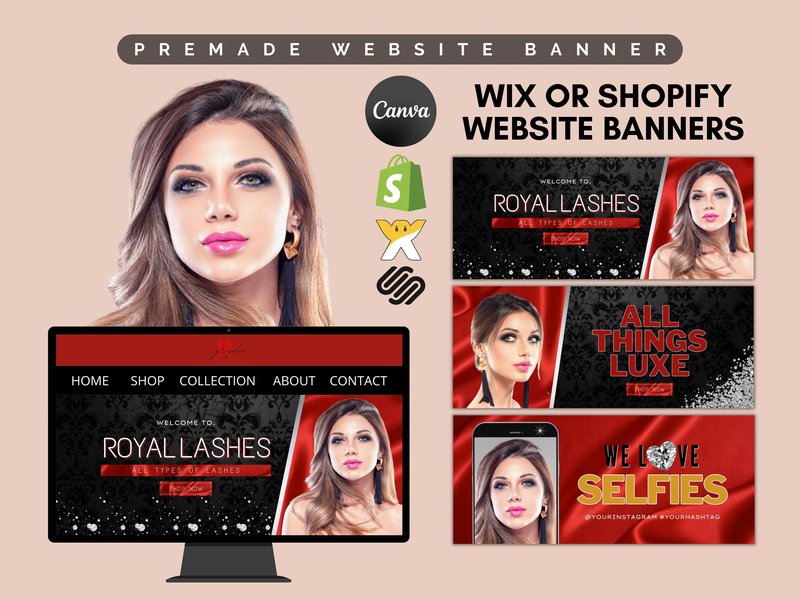 Lash Beauty Premade Website Banner Canva (by graphicriverart)