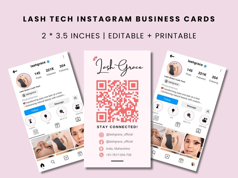 Lash Tech Instagram Business Cards (by Squeak Shops)