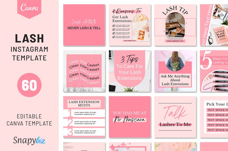 Lash Tech Instagram Canva Post Template (by SnapyBiz)