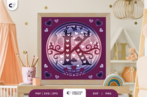 Letters K Baby Girl Alphabet 3D Papercut (by 3D SVG Crafts)
