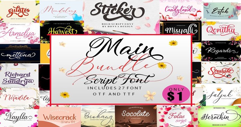 Main Script Font Bundle (by Donyadesign)