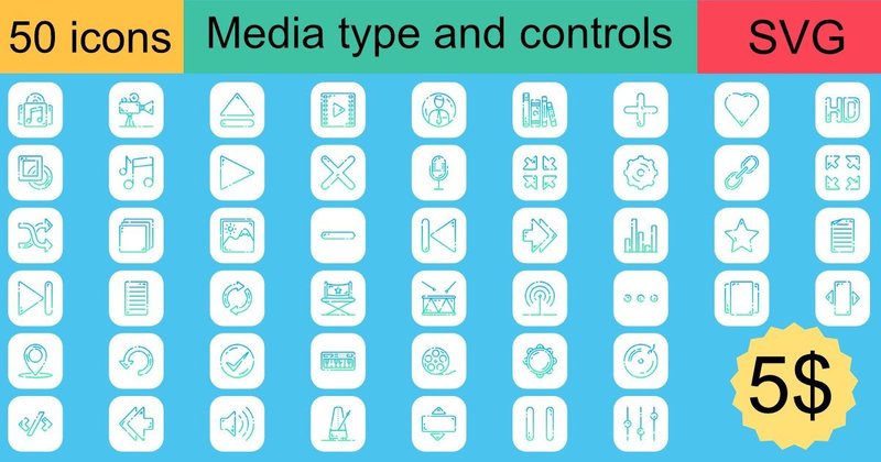 Media Type and Controls Icons Bundle (by khld939)