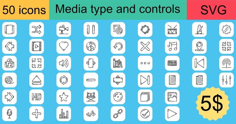 Media Type and Controls Icons Bundle (by khld939)