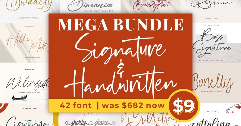 Mega Script & Handwritten Fonts Bundle (by goodjavastudio)