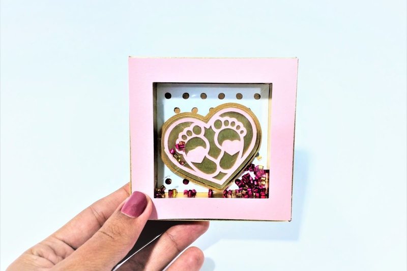 Mini Shadow Box Shaker Footprint Baby Girl (by 3D SVG Crafts)