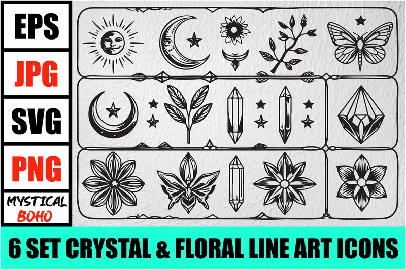 Mystic Boho Celestial Line Art Pack (by Creative shirts)