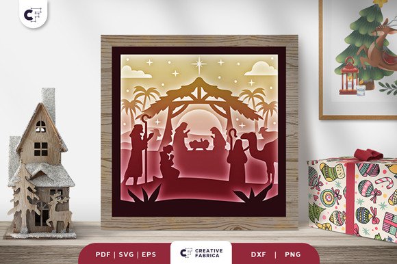 Nativity of Baby Jesus 3D Light Box (by 3D SVG Crafts)