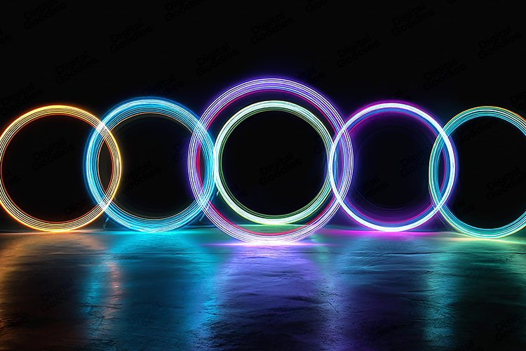 Neon Halo Rings Futuristic Cyber Reflect (by Digital Goodies)