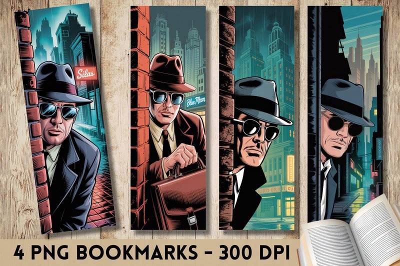 Noir Detective Man Bookmarks (by Mimi Prints)