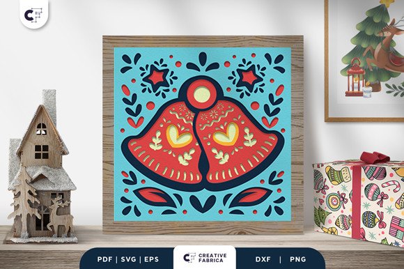 Nordic Christmas Bell 3D Shadow Box (by 3D SVG Crafts)