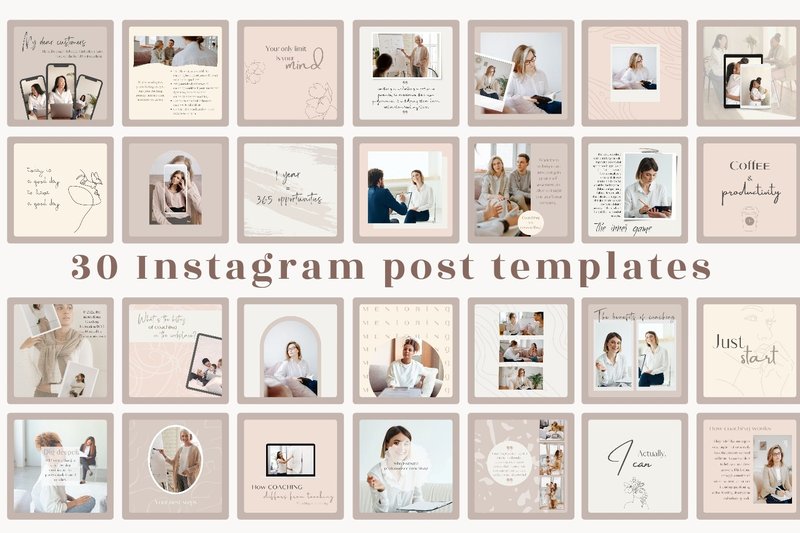 Nude Coaching Instagram Post Templates (by EvaTemplates)