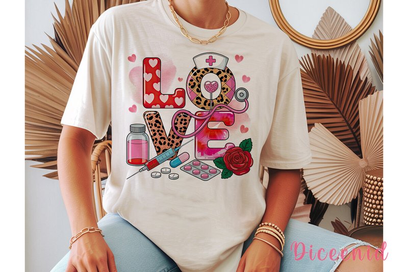 Nurse LOVE Valentine Sublimation Design (by Diceenid)