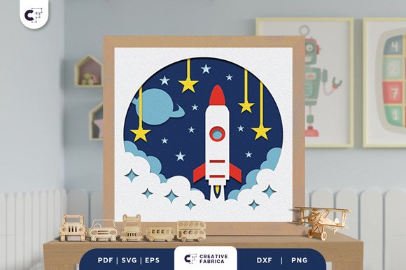 Outer Space Planets 3D Paper Cut SVG (by 3D SVG Crafts)