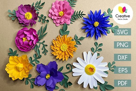 Paper Flower Bundle (by creative.vector.studio)