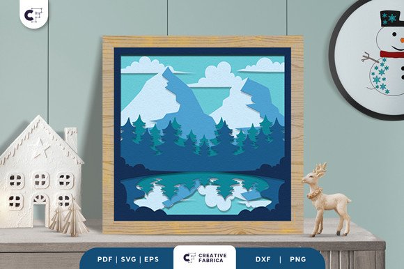 Peak of Winter Mountain 3D Light Box (by 3D SVG Crafts)