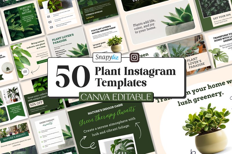 Plant Instagram Canva Post Templates (by SnapyBiz)