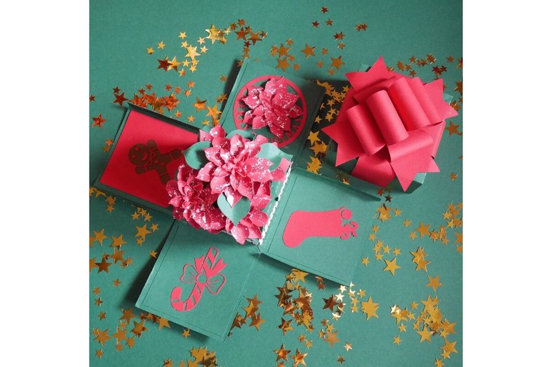 Poinsettia Explosion Gift Box (by 3D SVG Crafts)