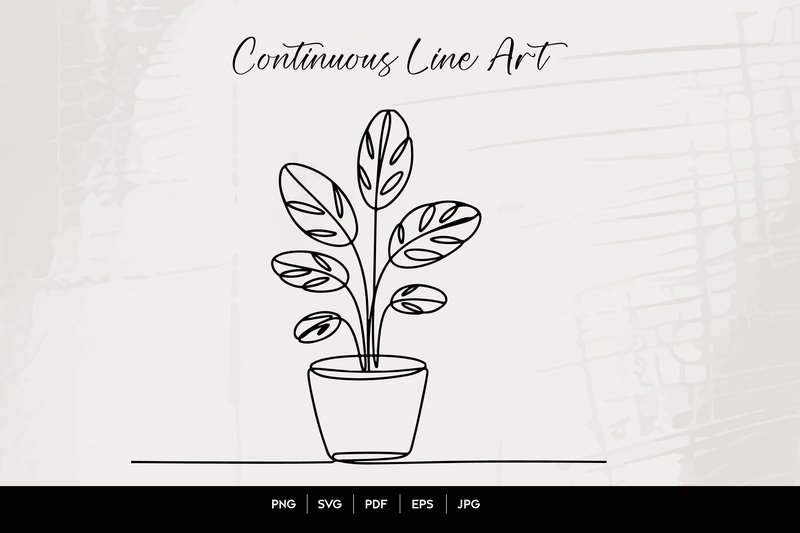 Potted Plant Line Art (by rsbrandingbd)