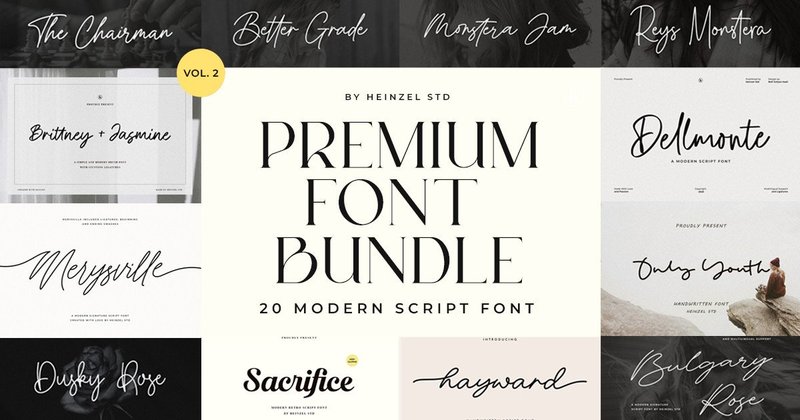 Premium Script Font Bundle (by Heinzel Std)
