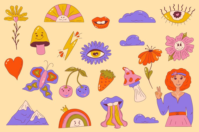 Psychedelic Groovy Clipart Retro Hippie (by smirnova.26051994)