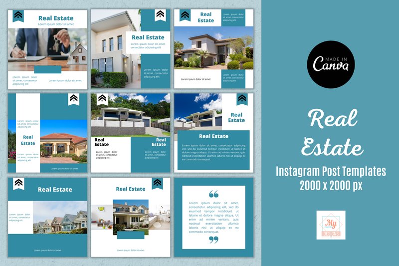 Real Estate Instagram Post Templates (by Mycreativee)