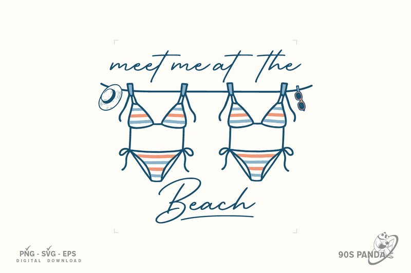 Retro Summer PNG Beach Bikini Doodle (by 90s Panda)