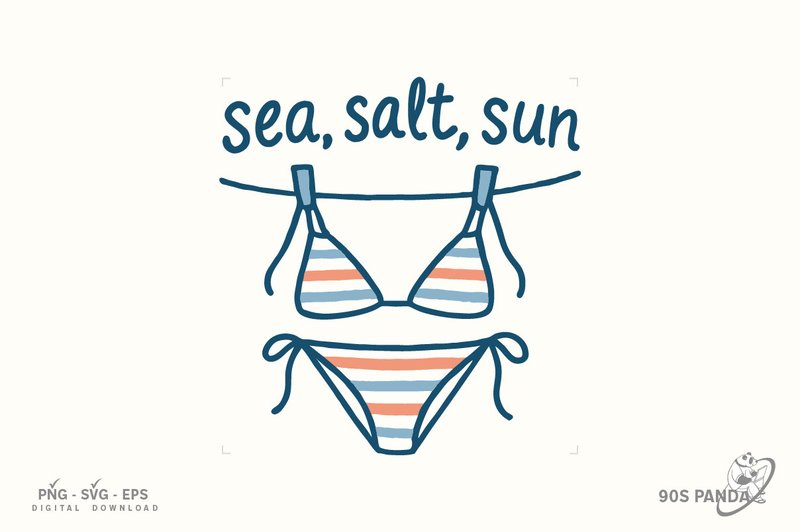 Retro Summer PNG Beach Bikini Doodle (by 90s Panda)