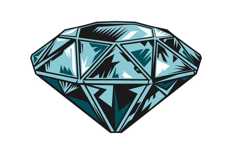 Retro Tattoo Line Art. Vintage Diamond C (by pch.vector)