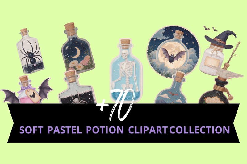 Retro  Comic  Potions  Clipart (by Cosmically Created)