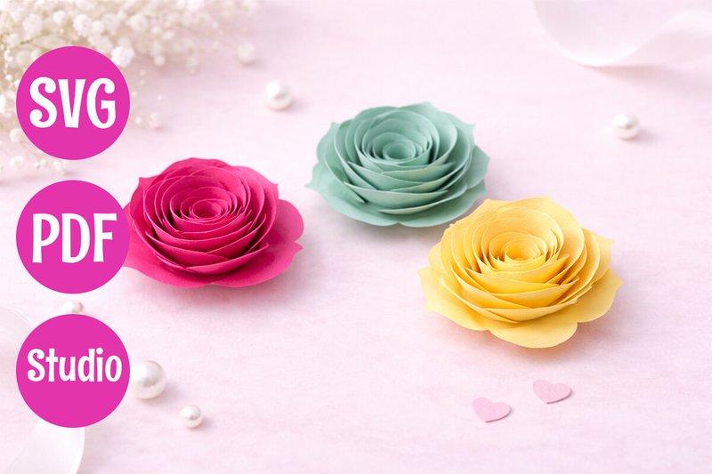 Rolled Flower SVG Set (by eleonora.galvagno)