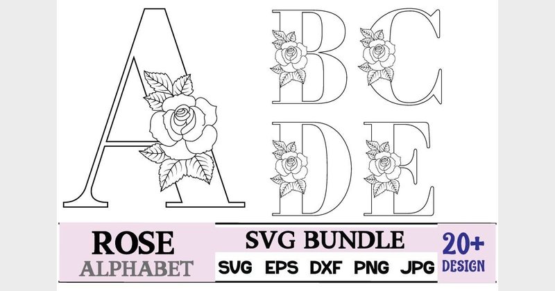 Rose Alphabet SVG Bundle (by Colourful)