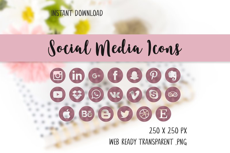 Rosegold Social Media Icons (by The Branding Place)