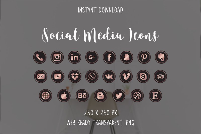 Rosegold Social Media Icons (by The Branding Place)