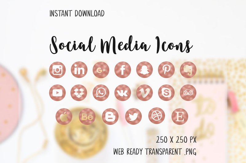 Rosegold Social Media Icons (by The Branding Place)