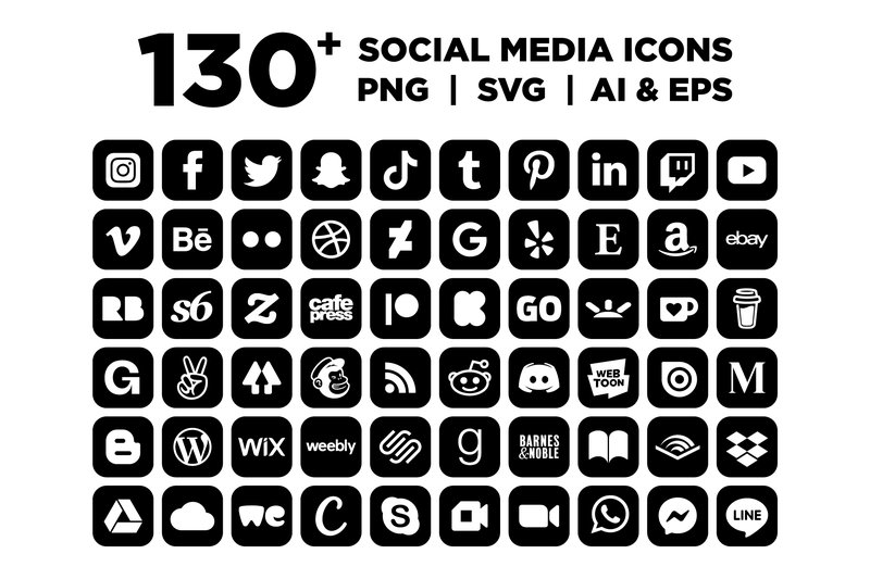 Rounded Square Black Social Icons (by Running With Foxes)