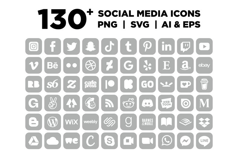 Rounded Square Gray Social Icons (by Running With Foxes)