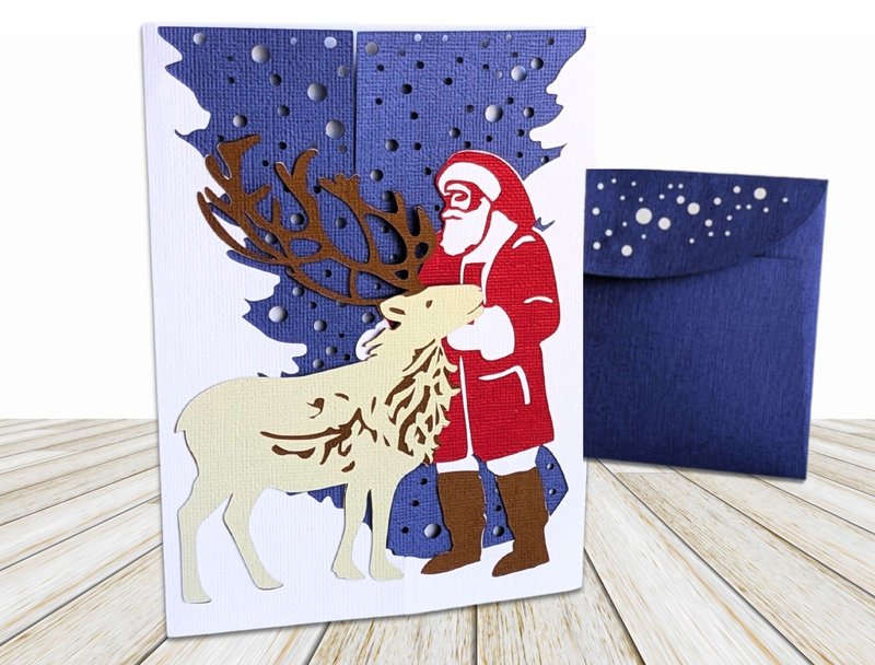Santa and Reindeer Card (by 3D SVG Crafts)