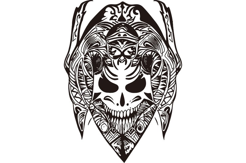 Scary Vampire Skull Line Art Tattoo (by Arief Sapta Adjie II)