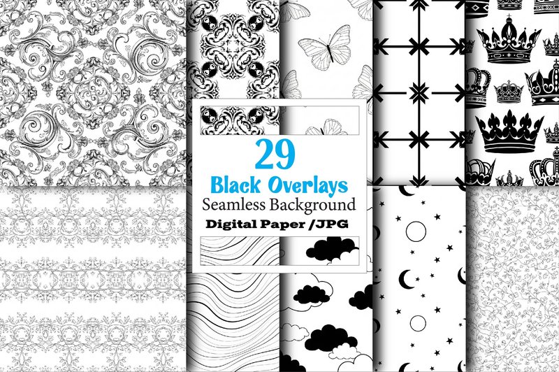 Seamless Black Pattern Overlays (by Vintage)