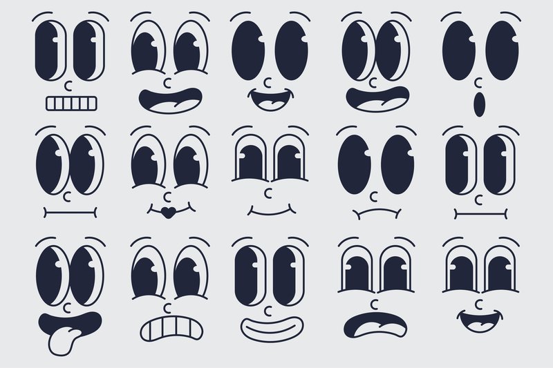 Set of Retro Cartoon in Different Face (by Ozan ID)