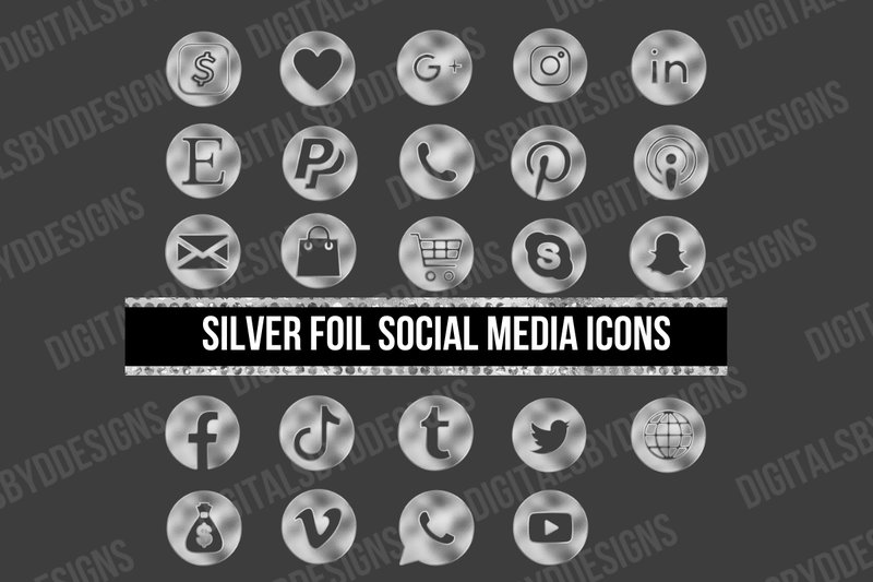 Silver Foil Social Media Icons (by Digitals By D Designs)