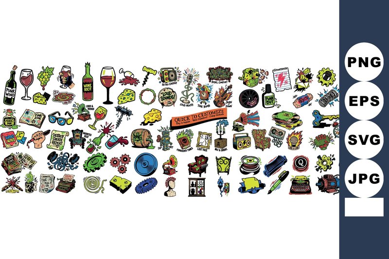 Skate Punk Doodle Sticker Set (by DesignVectx)