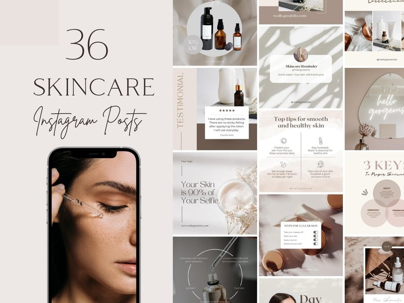 Skincare Instagram Beauty Template Canva (by Business Chic Studio)