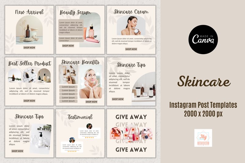 Skincare Instagram Post Templates (by Mycreativee)