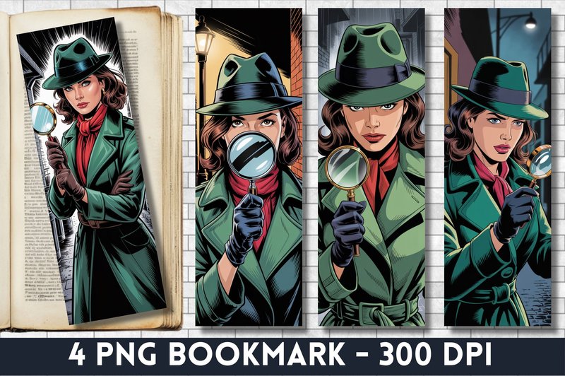Sleuth Detective Woman Bookmarks (by Mimi Prints)